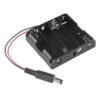 Black Plastic Storage Box Case Holder for Battery 4 X AA Cell Box, with DC Power Plug