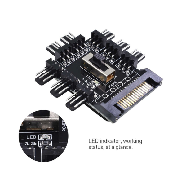 Tishri 8 Port SATA to 3 Pin Fan Splitter - Image 4