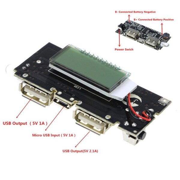 Mobile Power Boost DIY 18650 Lithium Battery Digital Dual USB - Image 2