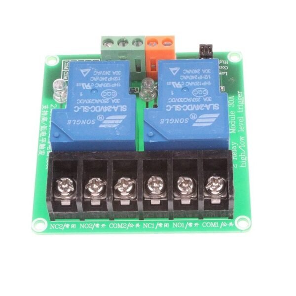 2 Channel Relay Module, 30A with Optocoupler, Isolation 24V Supports, High and Low Triger - Image 3