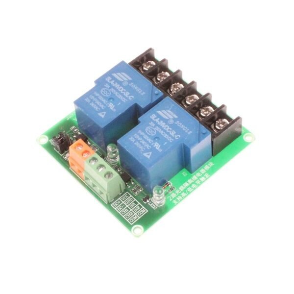 2 Channel Relay Module, 30A with Optocoupler, Isolation 24V Supports, High and Low Triger - Image 2