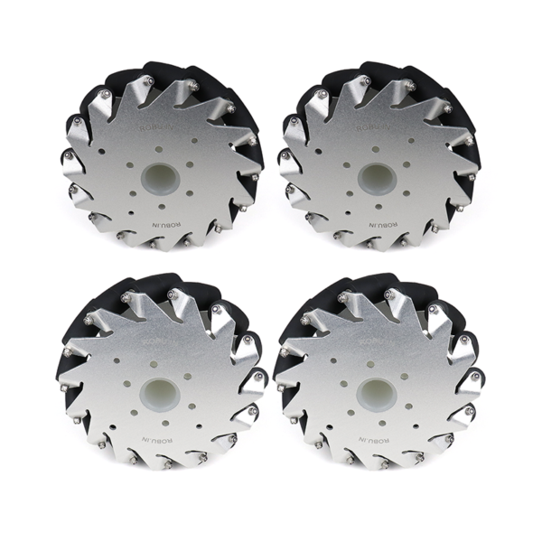 A set of EasyMech 152mm Aluminium Mecanum wheels basic (Bush type Rollers)-(4 pieces)