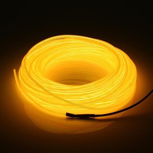 5M Neon Light Dance Party Decor Light Neon LED Lamp Flexible EL Wire Rope Tube Waterproof LED Strip – Only EL Wire -YELLOW