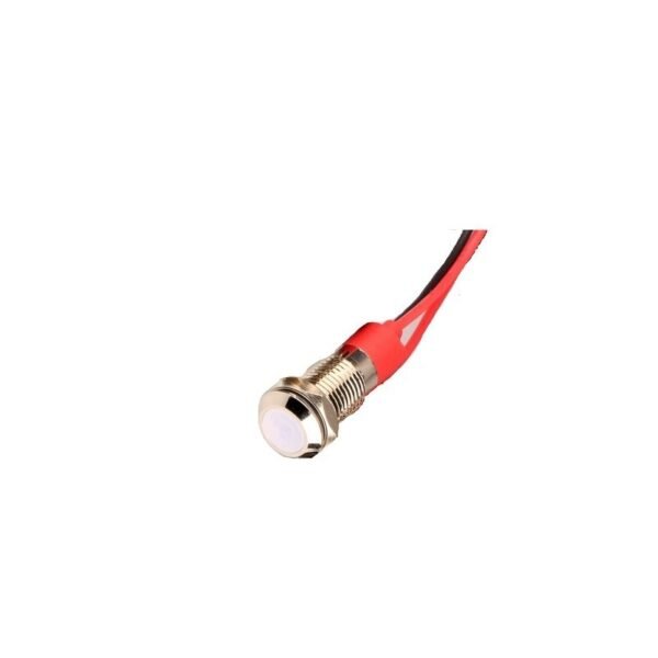 White 10-24V 6mm LED Metal Indicator Light with 15CM Cable