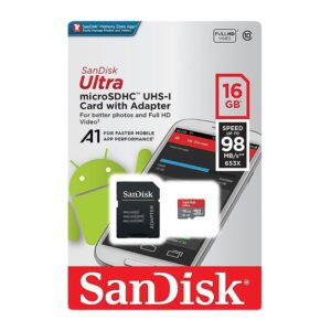 SanDisk Micro SD/SDHC 16GB Class 10 Memory Card with Adapter (Upto 98MB/s Speed)