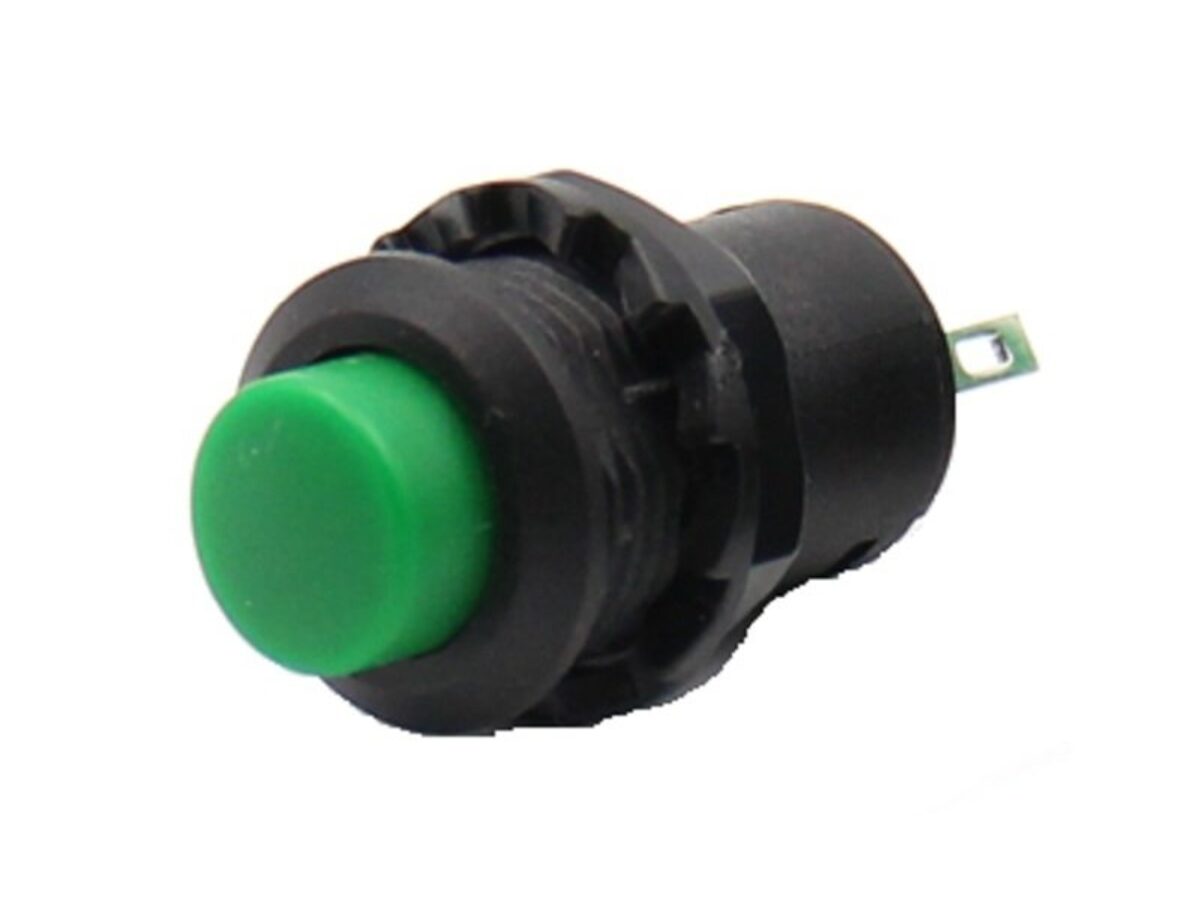 Green R13 502 12MM 2PIN Momentary Self Reset Round Cap