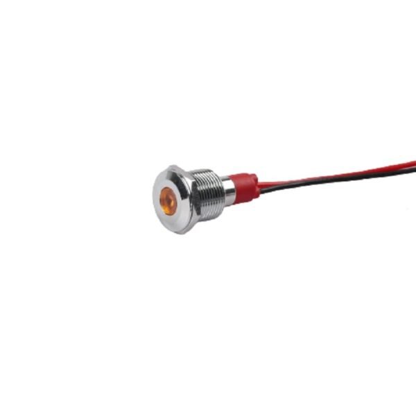 Yellow 3-9V 12mm LED Metal Indicator Light with 15CM Cable