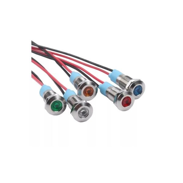 White 10-24V 6mm LED Metal Indicator Light with 15CM Cable - Image 2