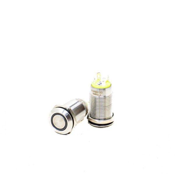 GREEN 12 mm 12V-24 V Momentary Metal Switch - Image 2