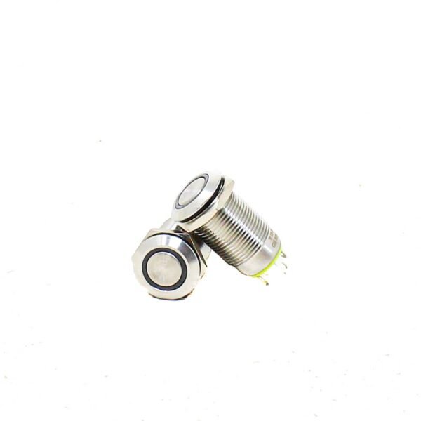 GREEN 12 mm 12V-24 V Momentary Metal Switch - Image 3