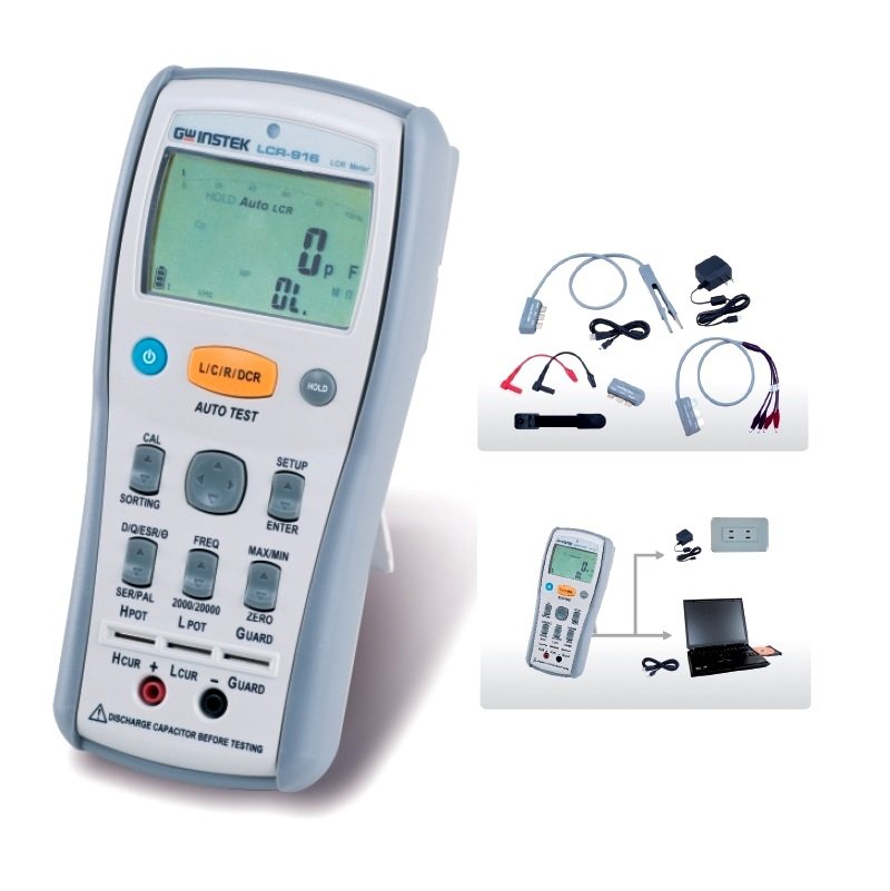 GW INSTEK MODEL LCR-916 HANDHELD LED DIGITAL DISPLAY LCR METER L/C/R/DCR