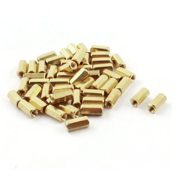 M5 X 10 mm Female-Female Brass Hex Threaded Pillar Standoff Spacer-12 Pcs.