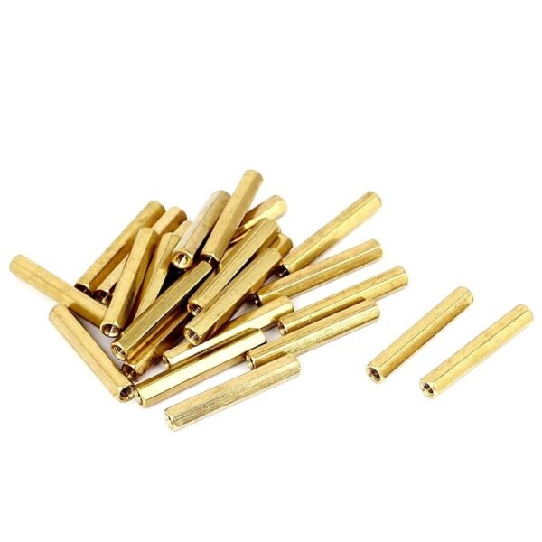 M3 X 30mm Female to Female Brass Hex Threaded Pillar Standoff Spacer- 12 Pcs. - Image 2