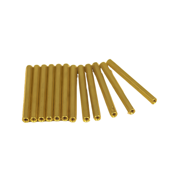 M3 X 50mm Female to Female Brass Hex Threaded Pillar Standoff Spacer- 12 Pcs.