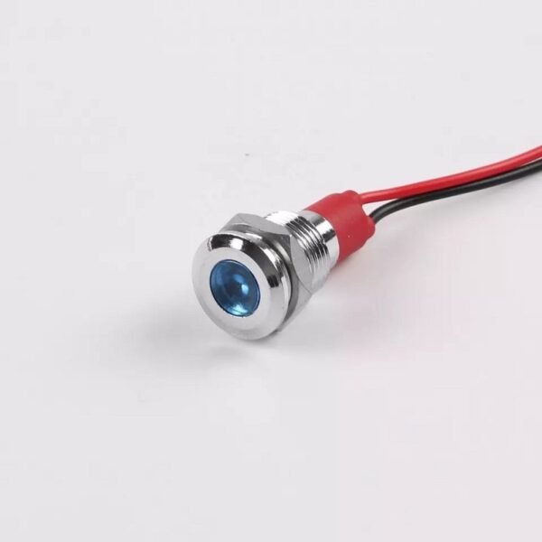 Blue 10-24V 10mm LED Metal Indicator Light with 15CM Cable