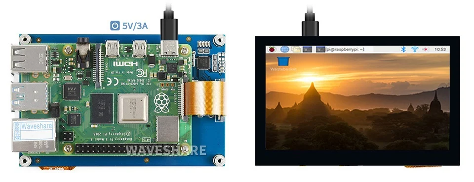 Waveshare 800x480 4.3inch HDMI LCD IPS Capacitive Touch Screen for  Raspberry Pi