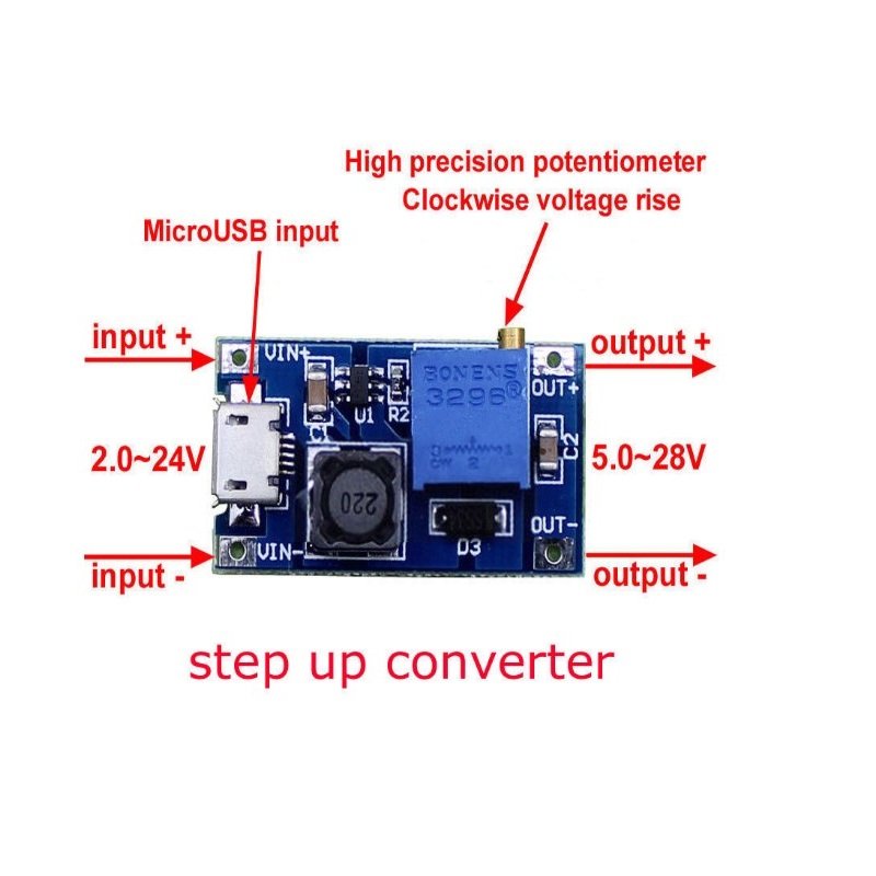 USB Step-up Boost Converter DC 5V to 9V 12V - DFRobot