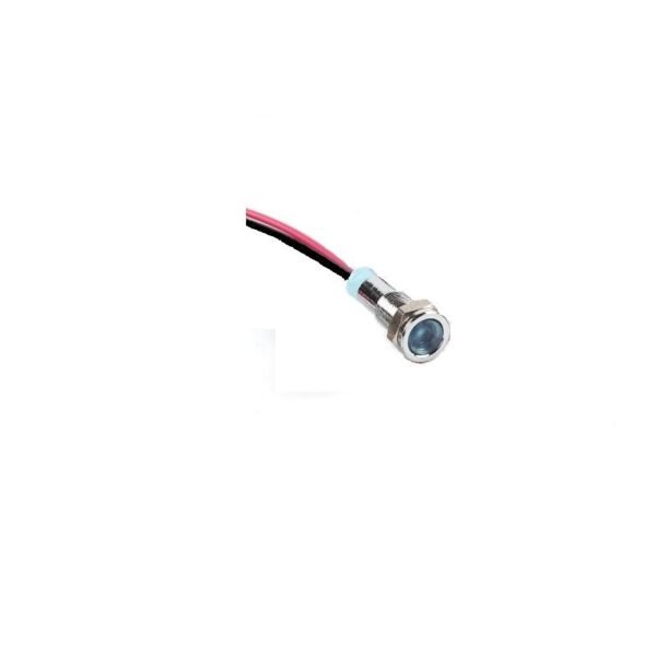 Blue 10-24V 8mm LED Metal Indicator Light with 15CM Cable