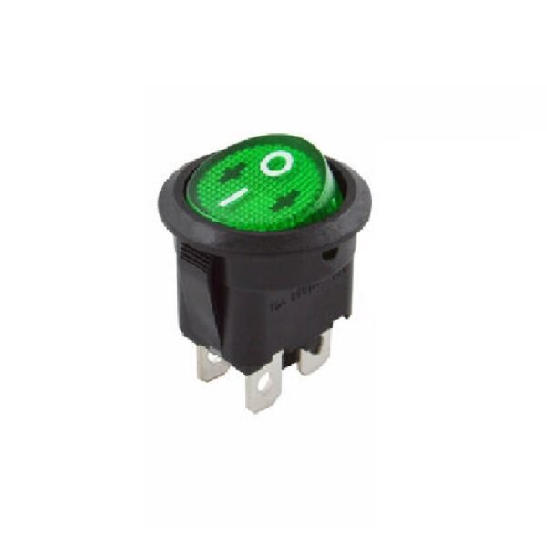 Round Rocker switch 6A 250V 2PIN Green led