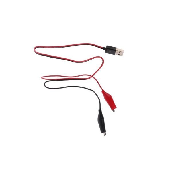 Alligator Test Clips Clamp To USB Male Connector Power Supply Adapter Wire 58cm Cable Red And Black - Image 2