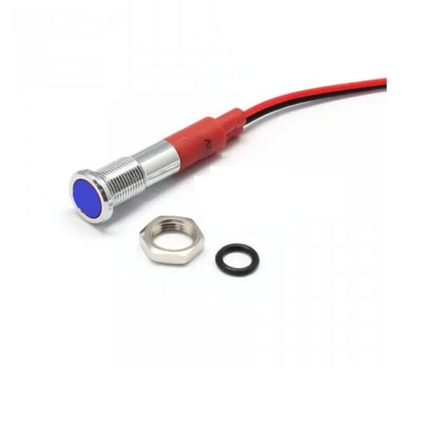 Blue 10-24V 6mm LED Metal Indicator Light with 15CM Cable