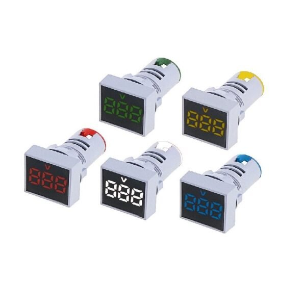 Blue AC60-500V 22mm AD16-22FSV Square Frosted Surface LED Voltmeter Indicator Light - Image 2