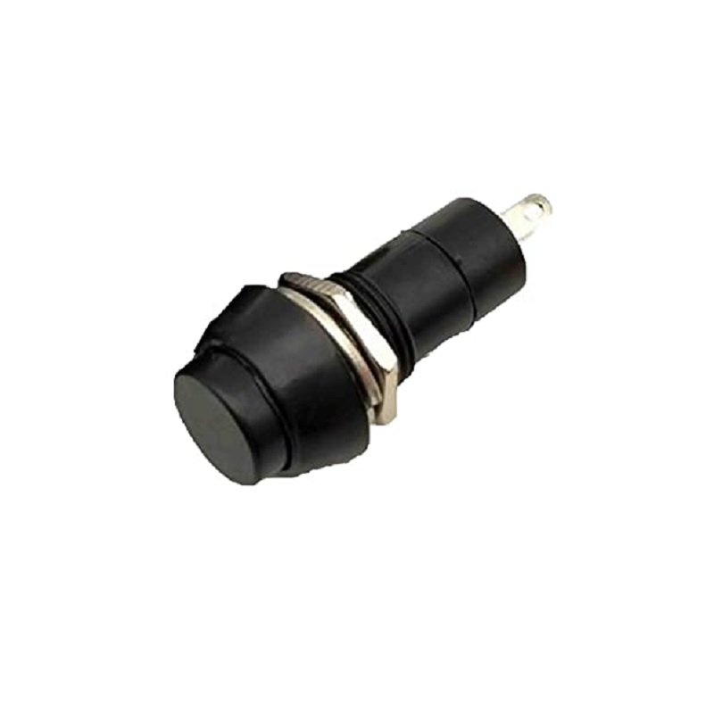 Black R13 502 12MM 2PIN Momentary Self Reset Round Cap Push Button