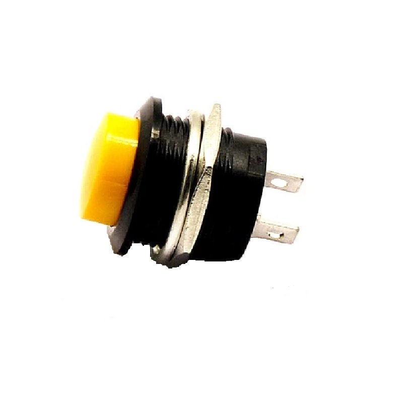 Yellow R13 507 16MM 2PIN Momentary Self Reset Round Cap Push