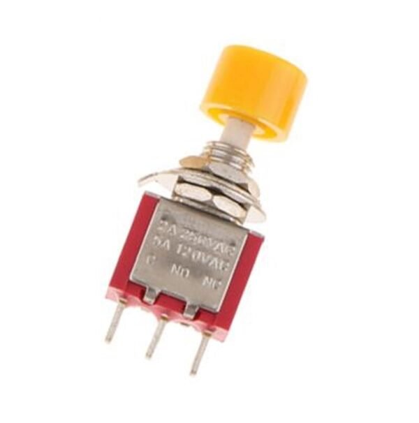 Yellow DS-612 6MM 3PIN Mini Momentary Self- Reset Automatic Return Push Button Switch