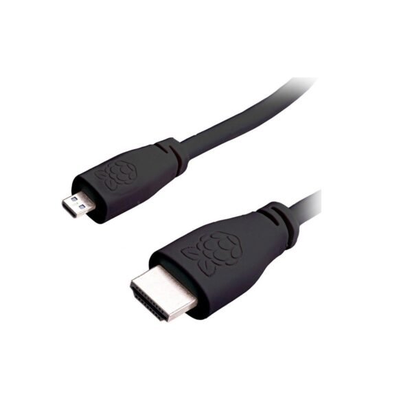 Official Micro-HDMI (Male) to Standard HDMI (Male) Black Cable-2m for Raspberry Pi - Image 2