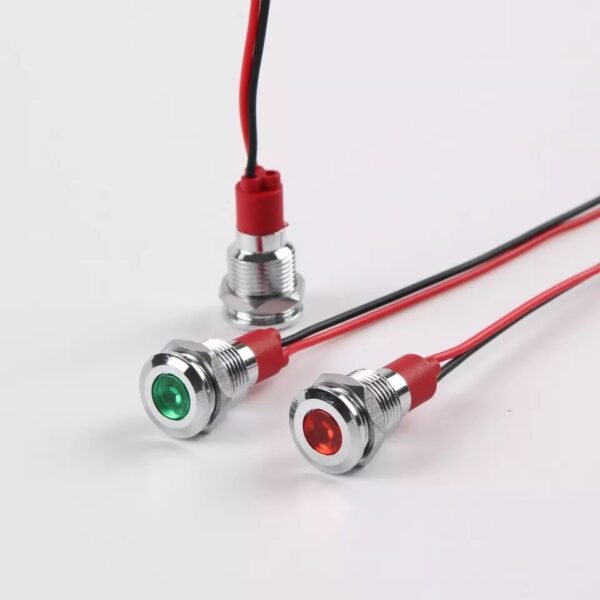 Blue 10-24V 10mm LED Metal Indicator Light with 15CM Cable - Image 2