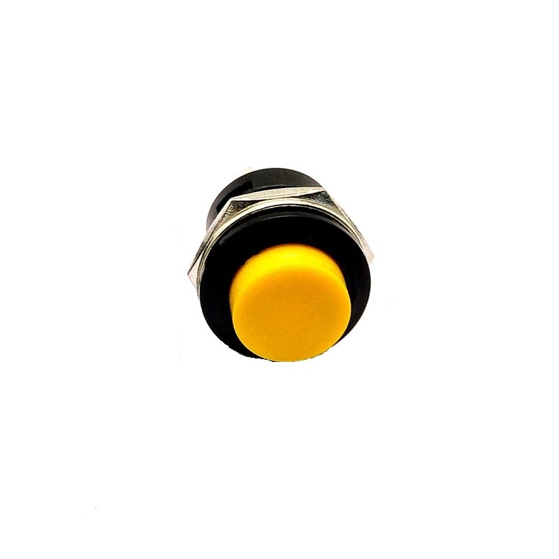 Yellow R13 507 16MM 2PIN Momentary Self Reset Round Cap Push